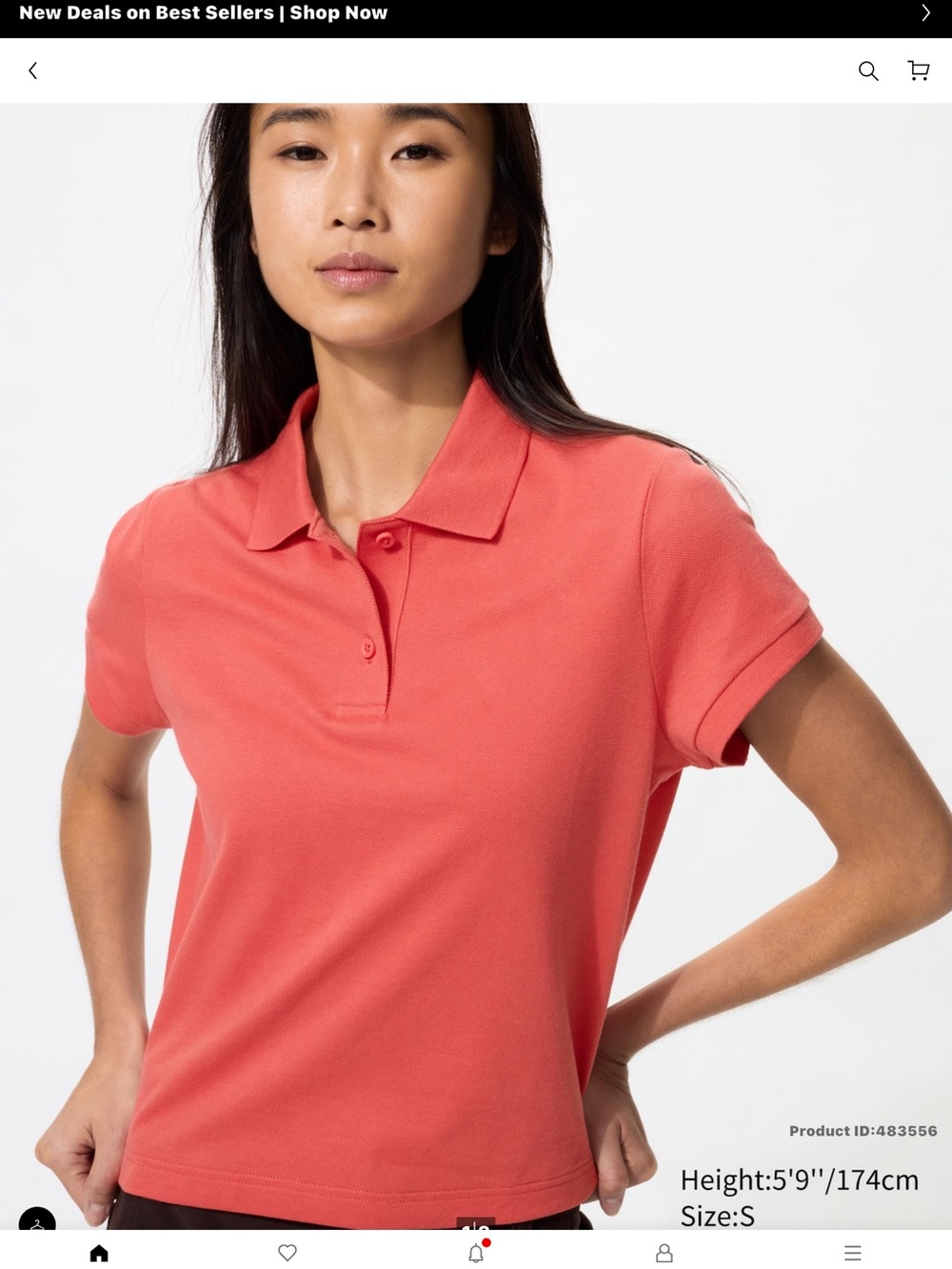 Uniqlo Coral Short Sleeve Polo Top